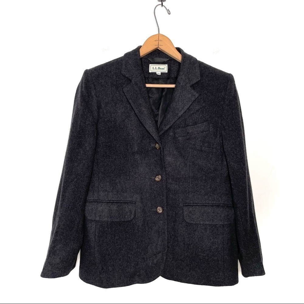 L.L. Bean | Dark Gray Cashmere Blend Button Down Blazer